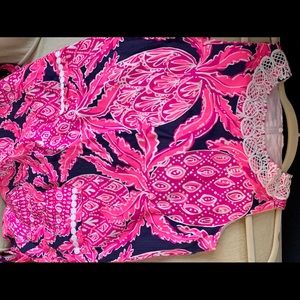 Lilly Pineapple Shift Navy pink and white